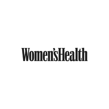 Black and white logo for Women's Health magazine, used as social proof for recommended bamboo compression socks.